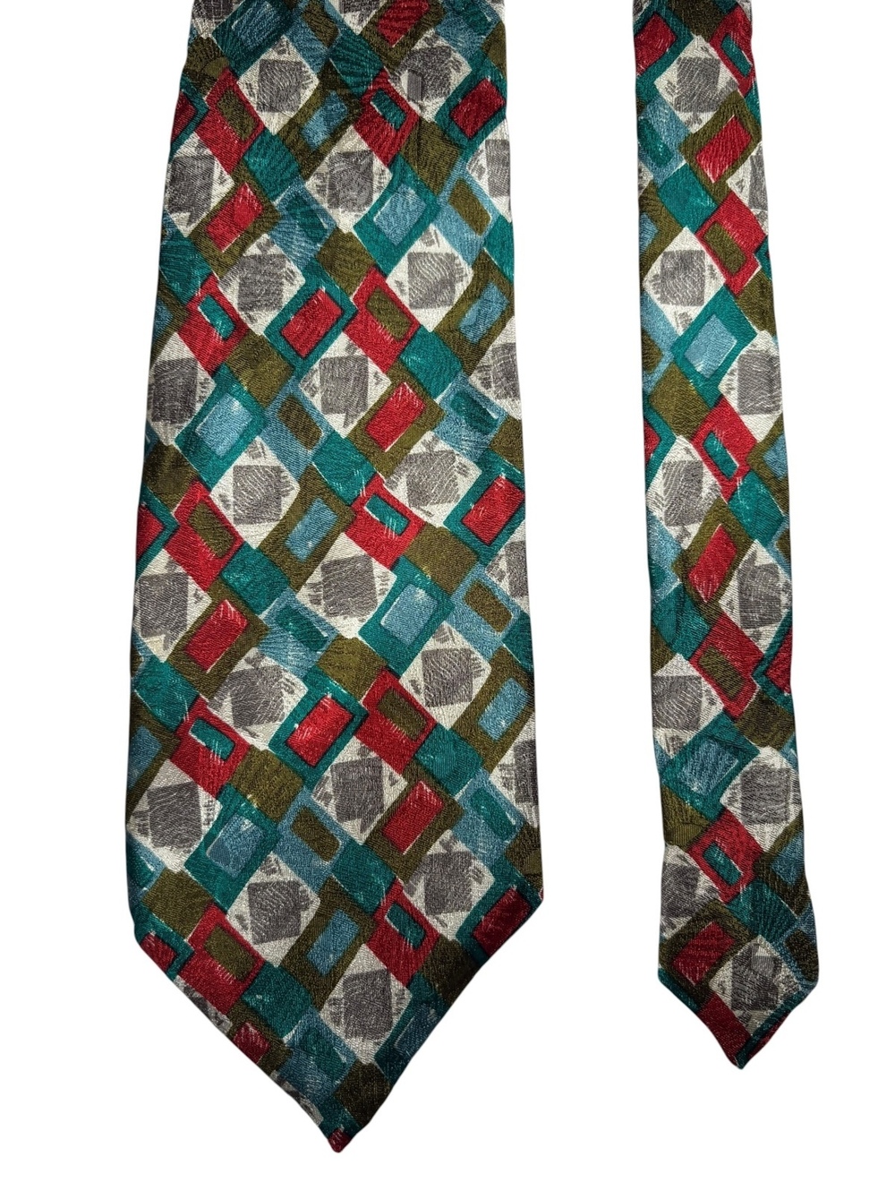 Fendi 100% Silk Green Blue Red Diamond Made in Italy Men's Designer Tie